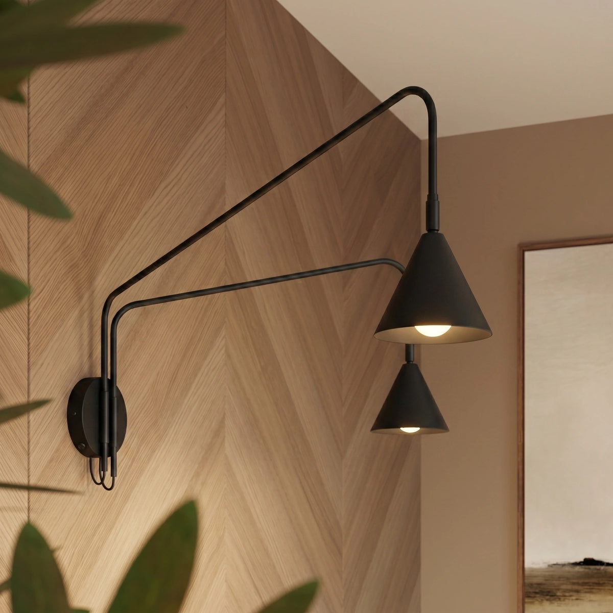 
Design Wandlampe „Nox“ 2-flammig mit Schalter - Schwarz