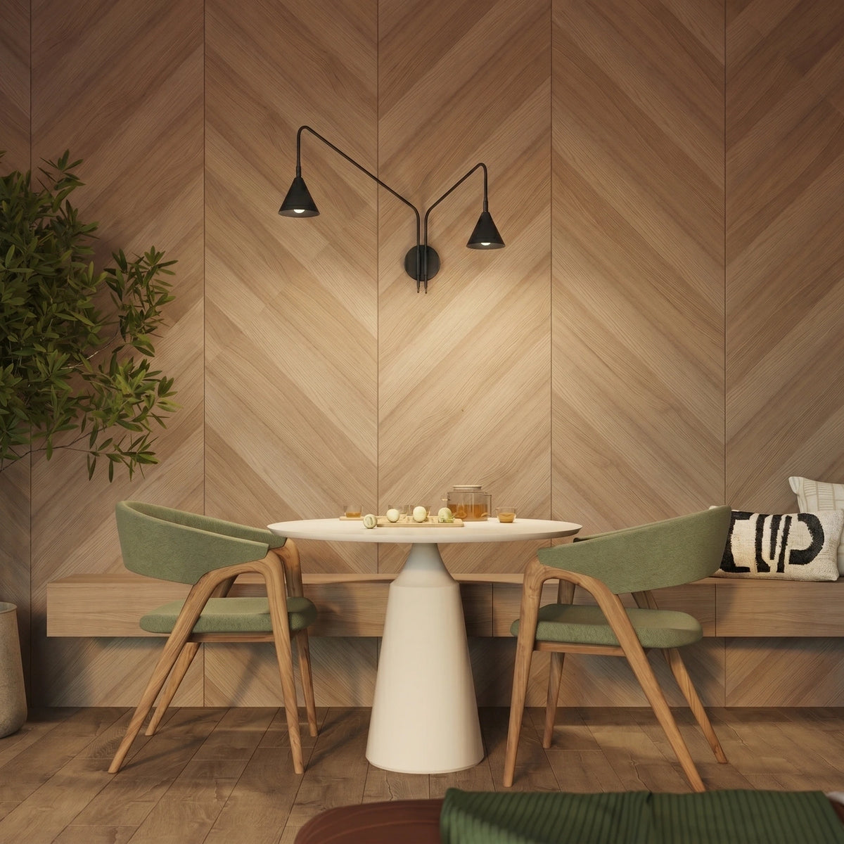 
Design Wandlampe „Nox“ 2-flammig mit Schalter - Schwarz