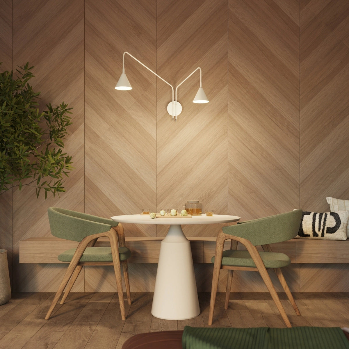 
Design Wandlampe „Nox“ 2-flammig mit Schalter - Beige