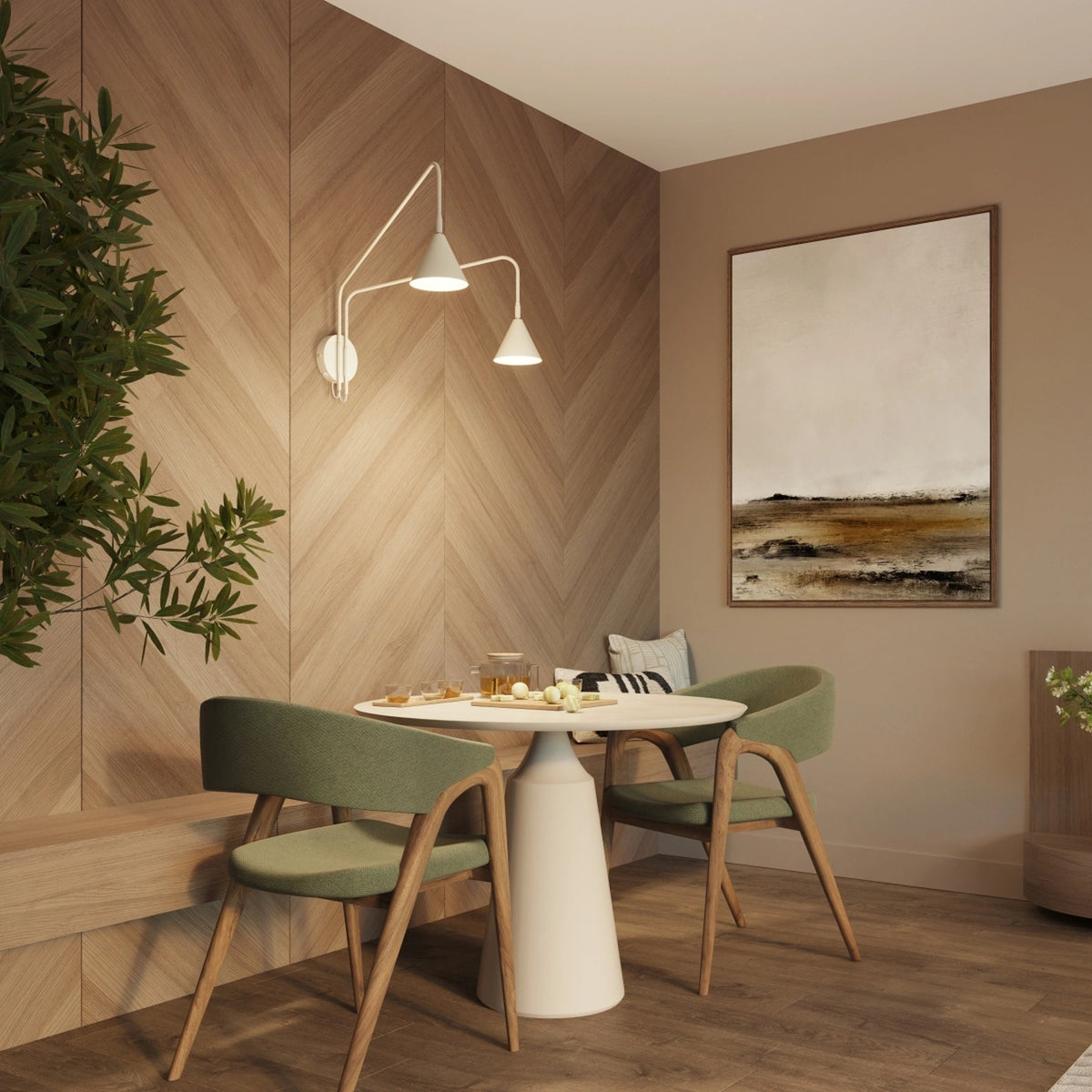 
Design Wandlampe „Nox“ 2-flammig mit Schalter - Beige