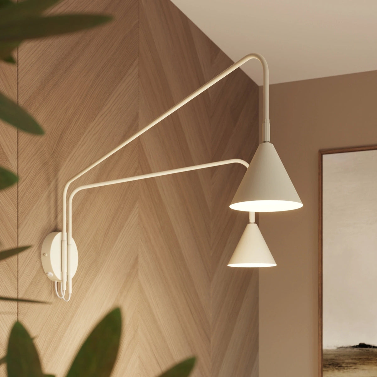 
Design Wandlampe „Nox“ 2-flammig mit Schalter - Beige