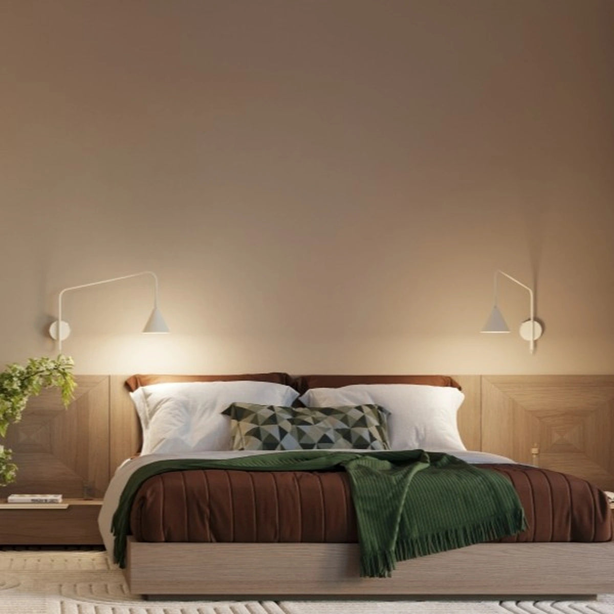 
Design Wandlampe „Nox“ 2-flammig mit Schalter - Beige