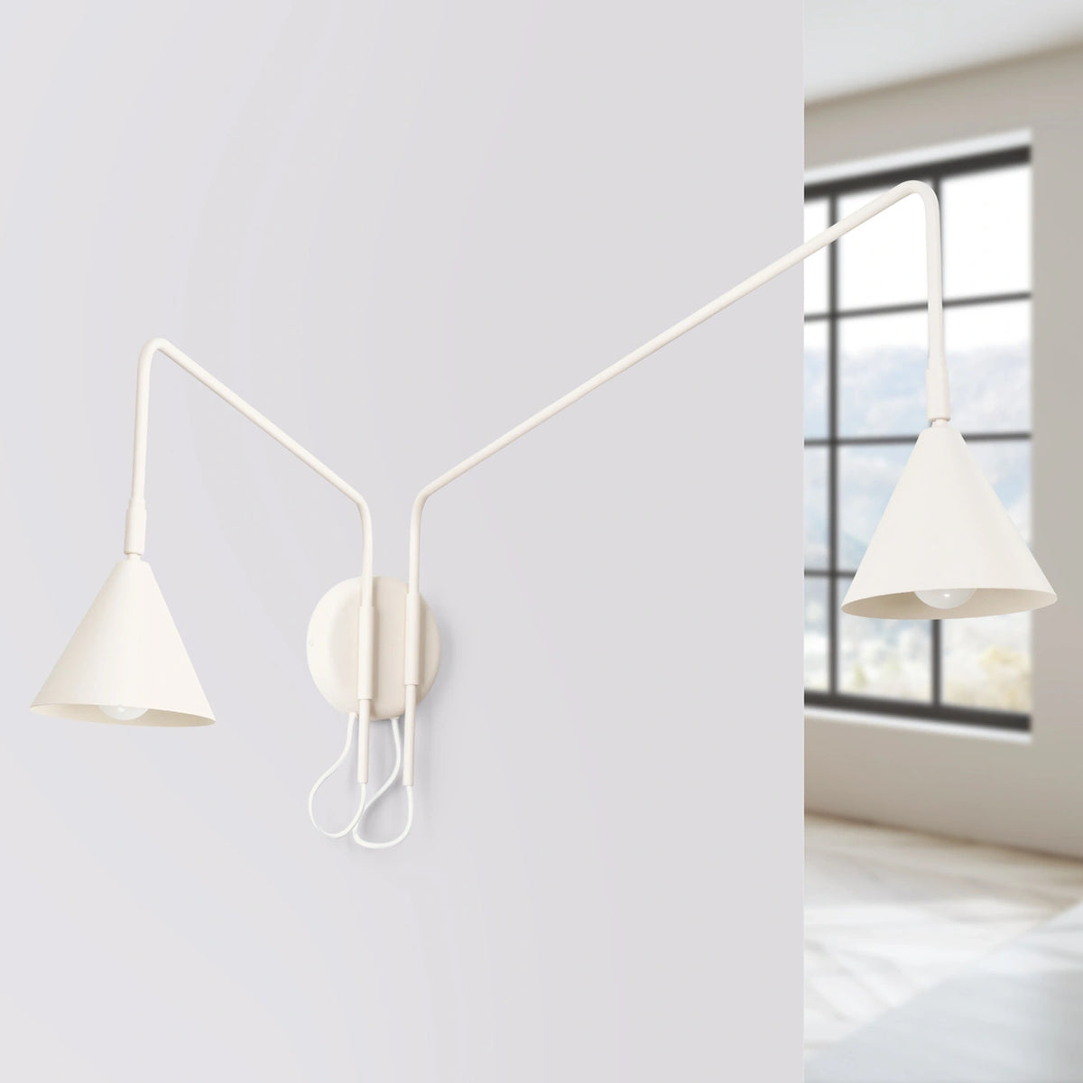 
Design Wandlampe „Nox“ 2-flammig mit Schalter - Beige
