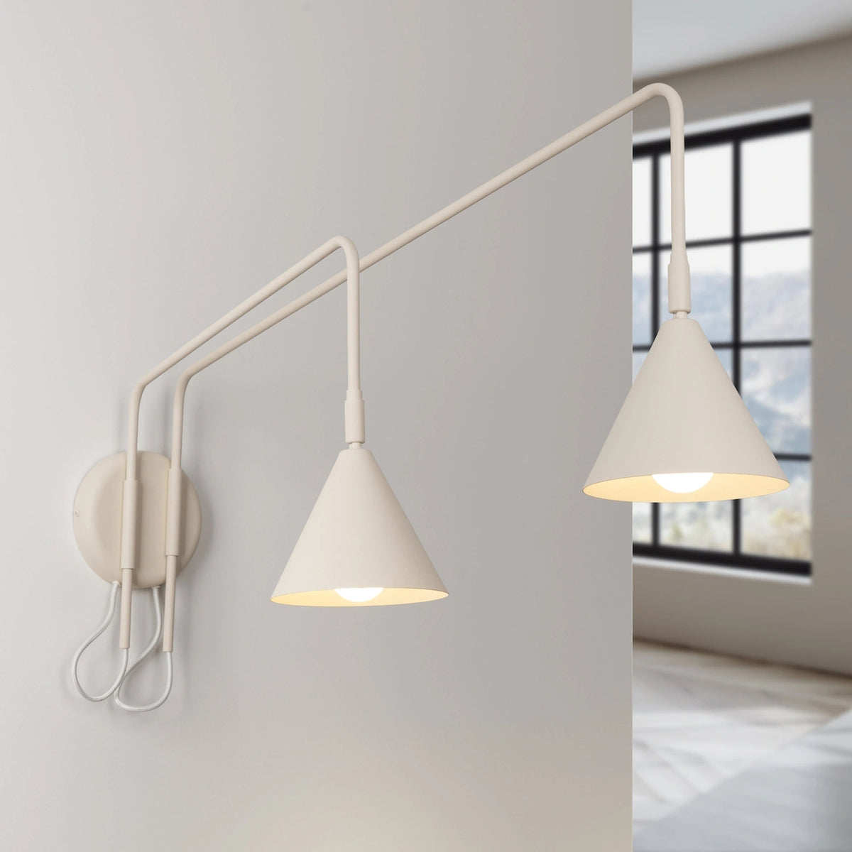
Design Wandlampe „Nox“ 2-flammig mit Schalter - Beige