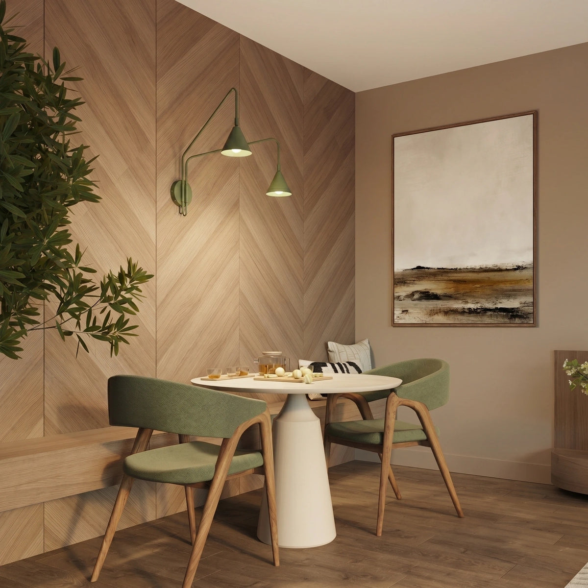 
Design Wandlampe „Nox“ 2-flammig mit Schalter - Olivgrün