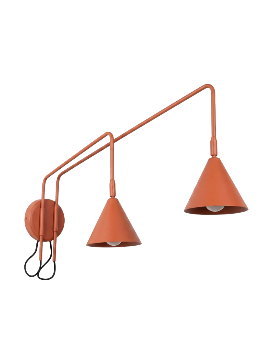 
Design Wandlampe „Nox“ 2-flammig mit Schalter - Ockerrot