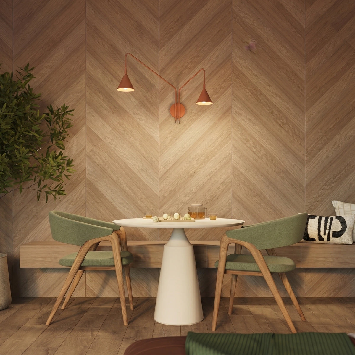 
Design Wandlampe „Nox“ 2-flammig mit Schalter - Ockerrot