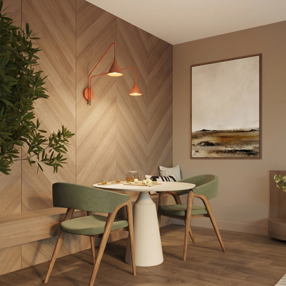 
Design Wandlampe „Nox“ 2-flammig mit Schalter - Ockerrot