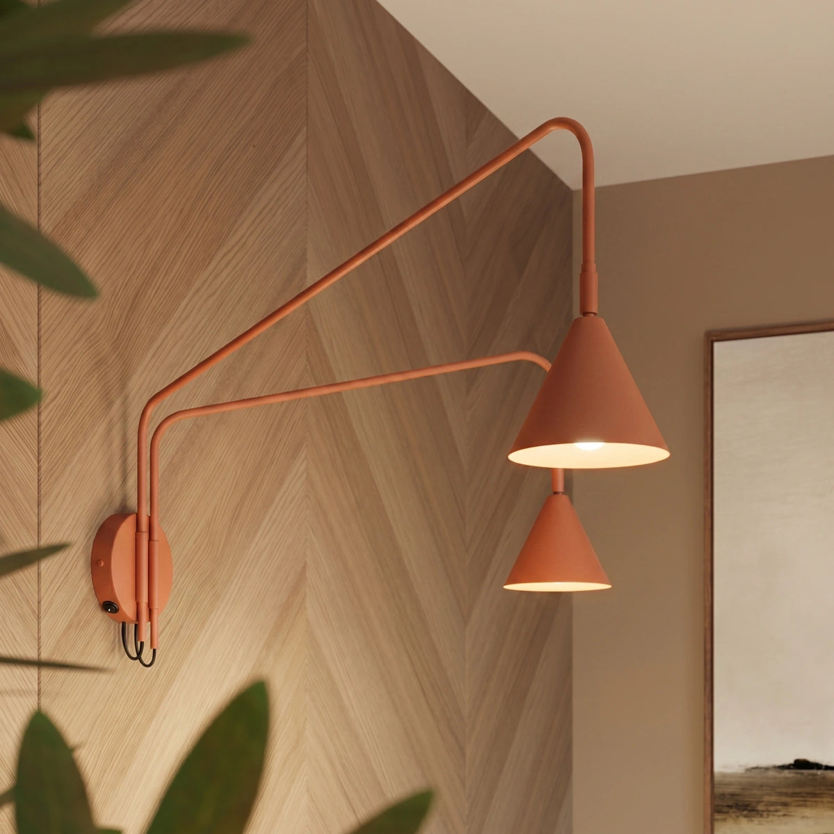 
Design Wandlampe „Nox“ 2-flammig mit Schalter - Ockerrot