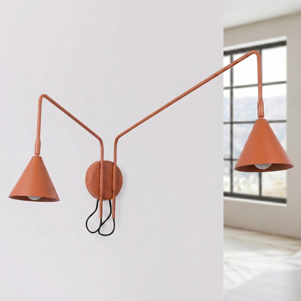 
Design Wandlampe „Nox“ 2-flammig mit Schalter - Ockerrot