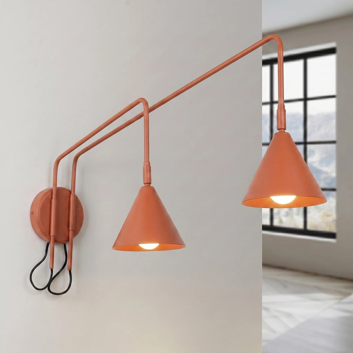 
Design Wandlampe „Nox“ 2-flammig mit Schalter - Ockerrot