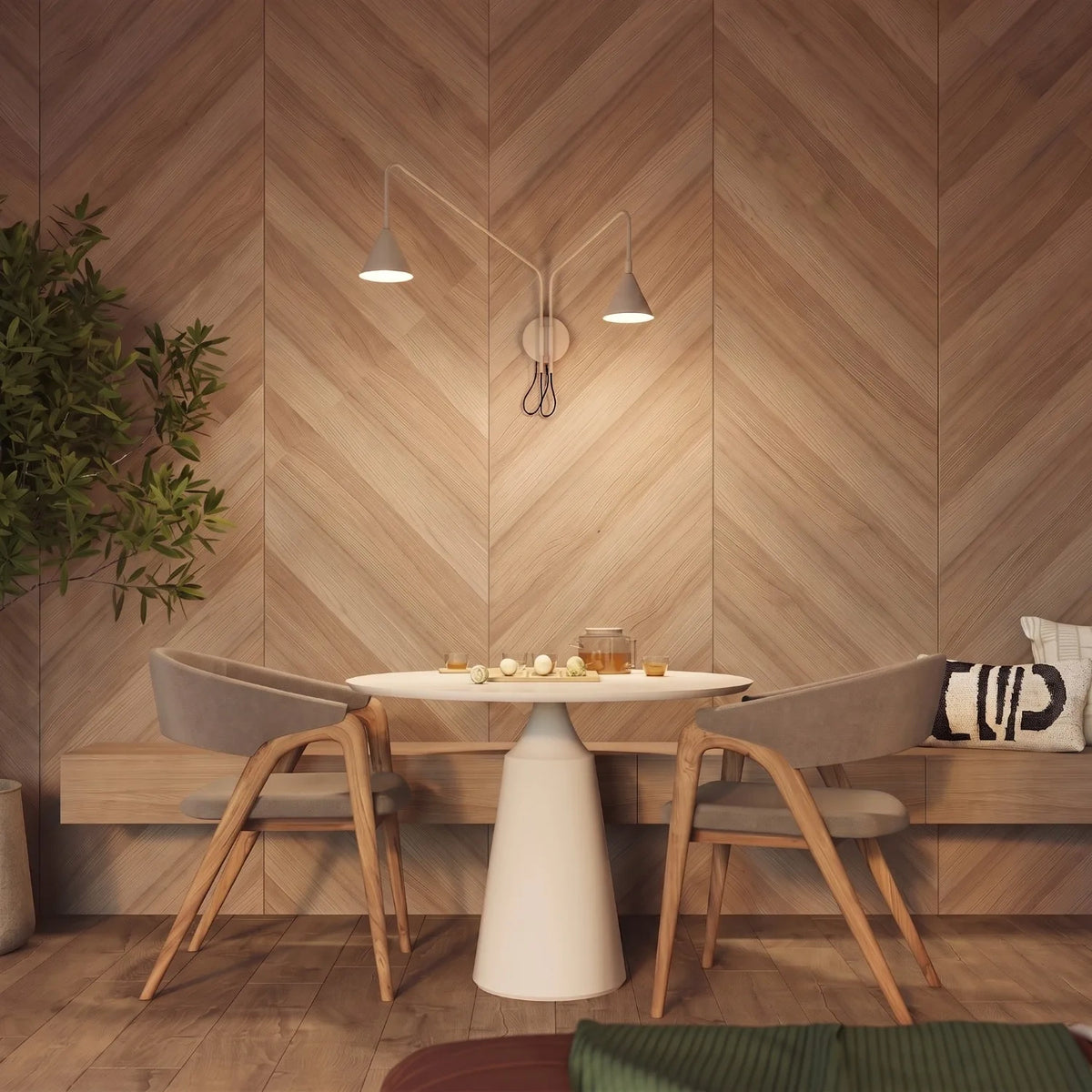 
Design Wandlampe „Nox“ 2-flammig mit Schalter - Taupe