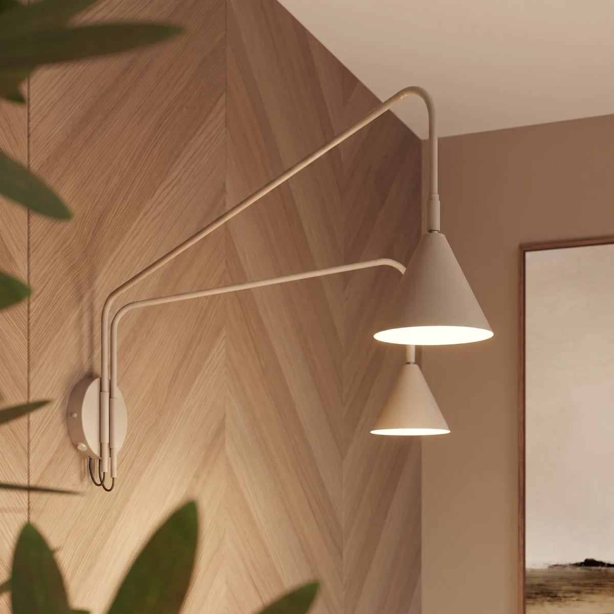 
Design Wandlampe „Nox“ 2-flammig mit Schalter - Taupe