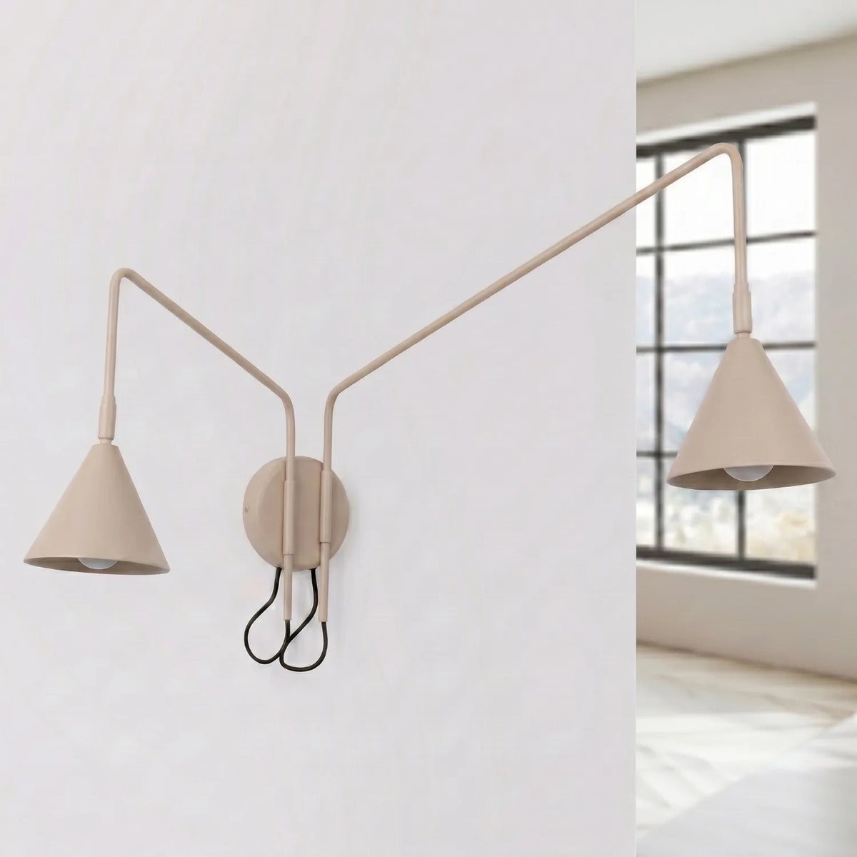 
Design Wandlampe „Nox“ 2-flammig mit Schalter - Taupe