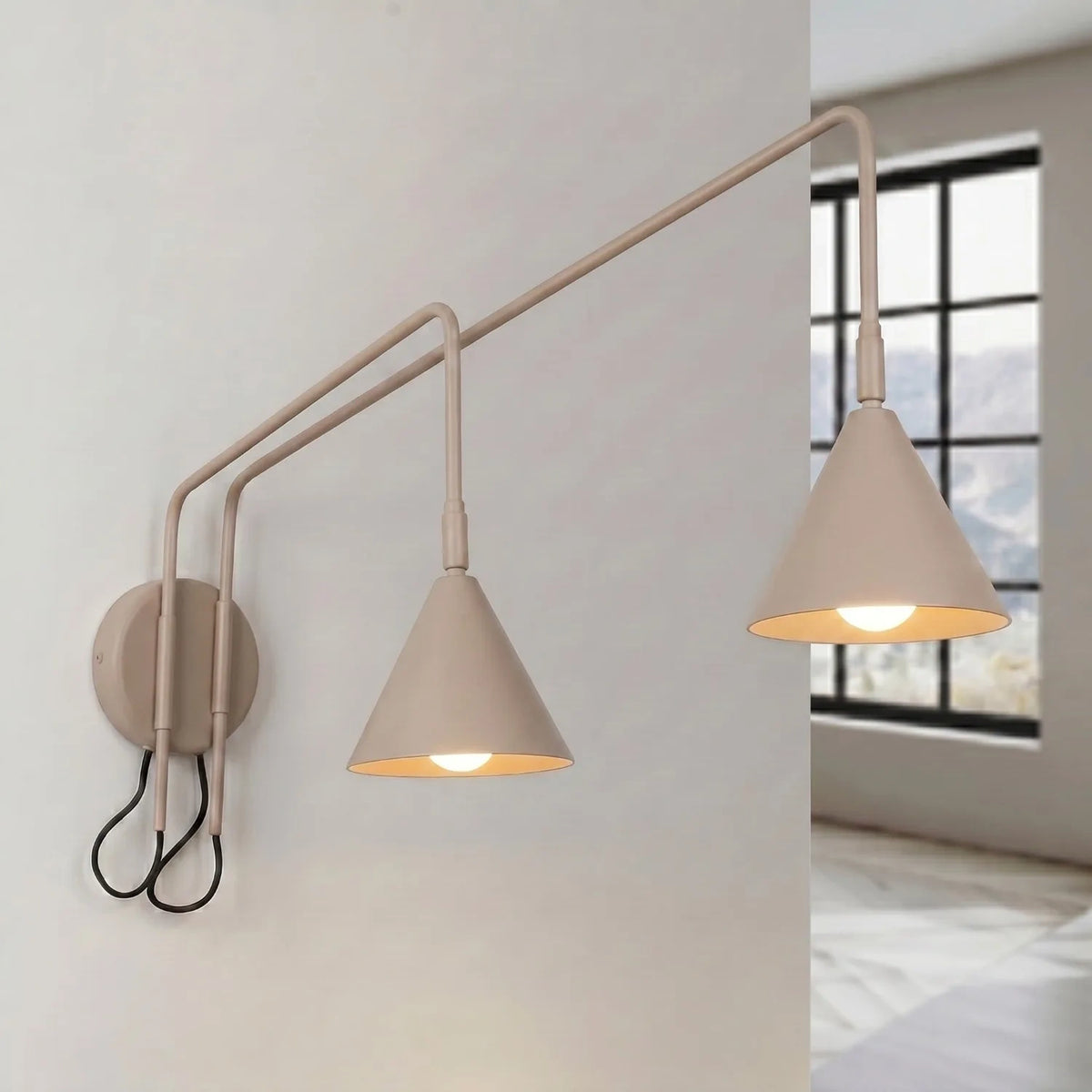 
Design Wandlampe „Nox“ 2-flammig mit Schalter - Taupe