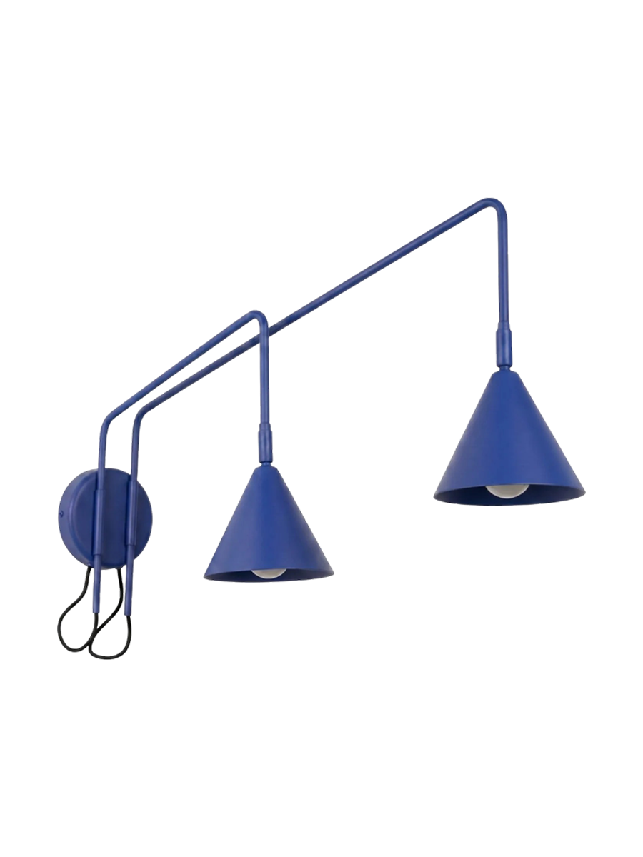 
Design Wandlampe „Nox“ 2-flammig mit Schalter - Ultramarin