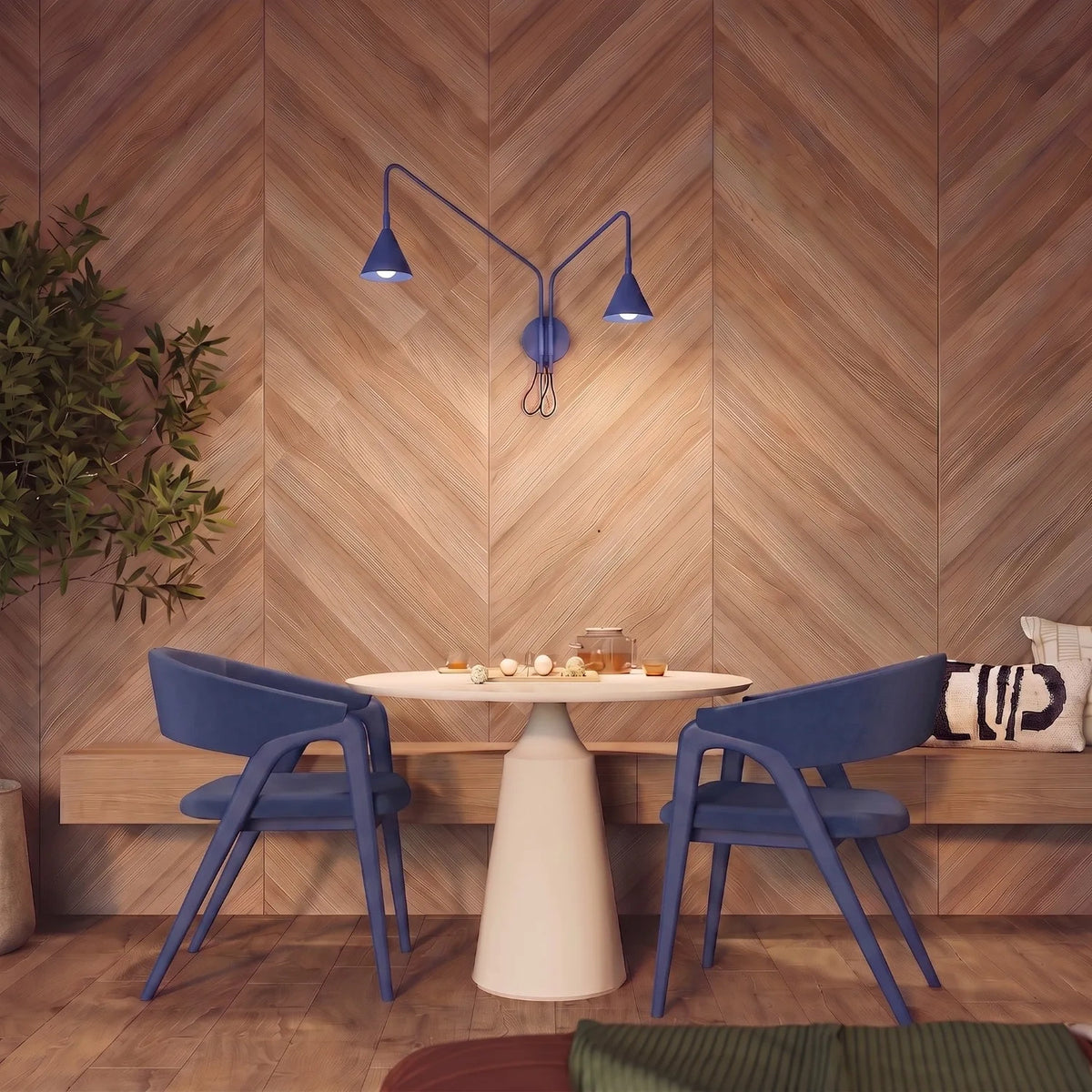 
Design Wandlampe „Nox“ 2-flammig mit Schalter - Ultramarin