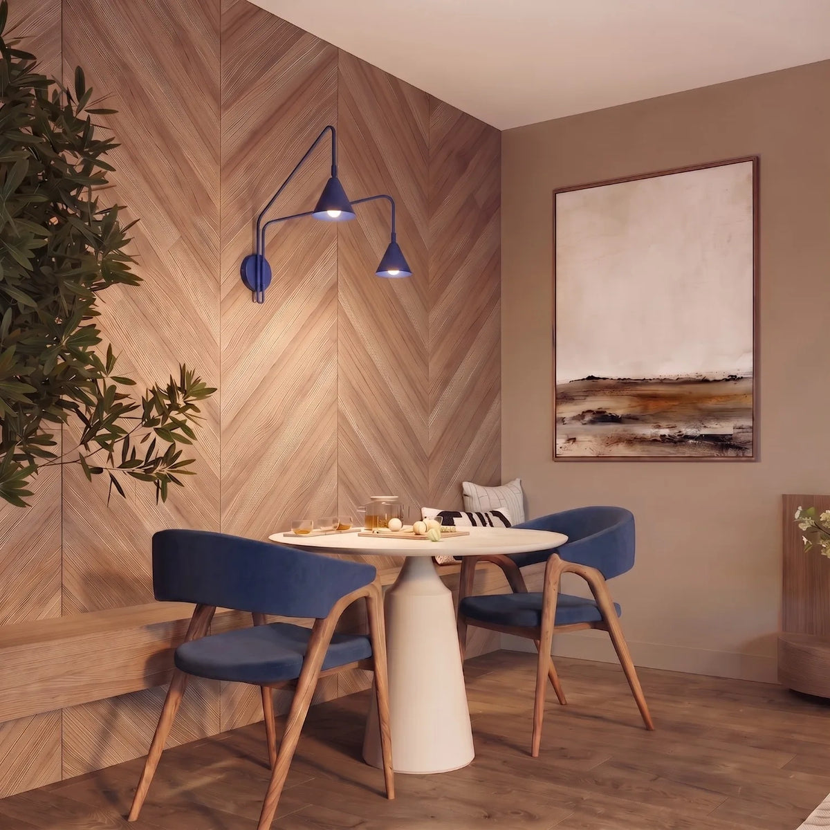 
Design Wandlampe „Nox“ 2-flammig mit Schalter - Ultramarin