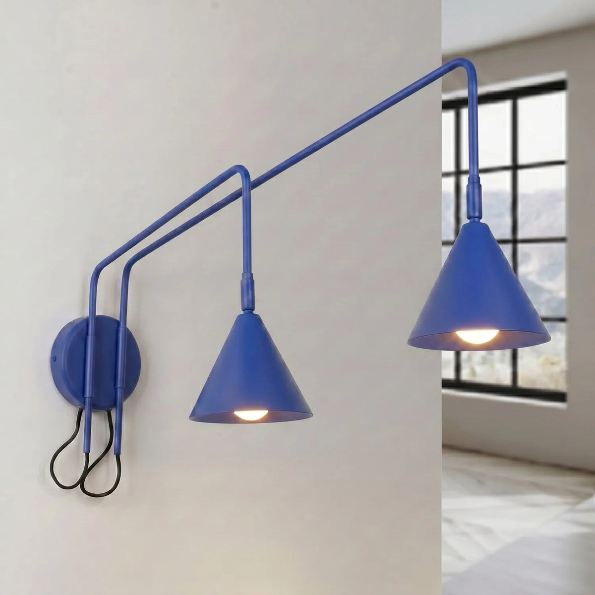 
Design Wandlampe „Nox“ 2-flammig mit Schalter - Ultramarin