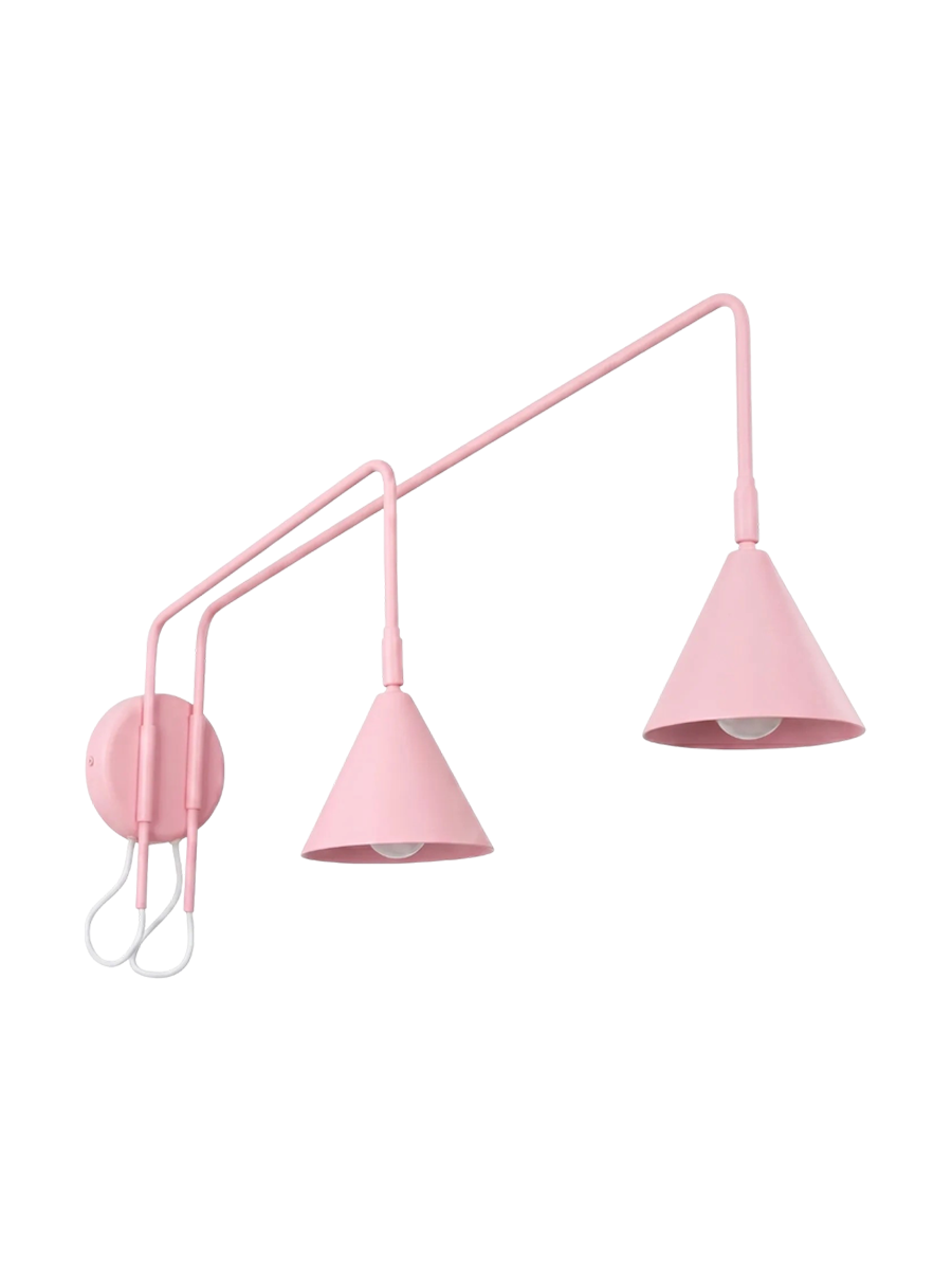 
Design Wandlampe „Nox“ 2-flammig mit Schalter - Rosa