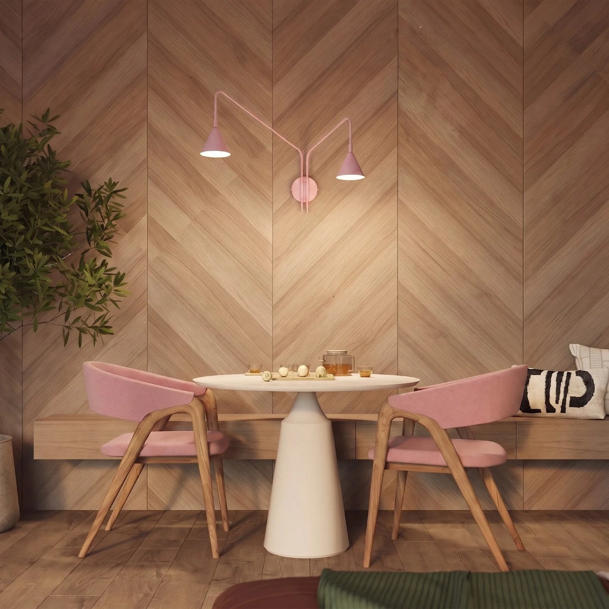 
Design Wandlampe „Nox“ 2-flammig mit Schalter - Rosa