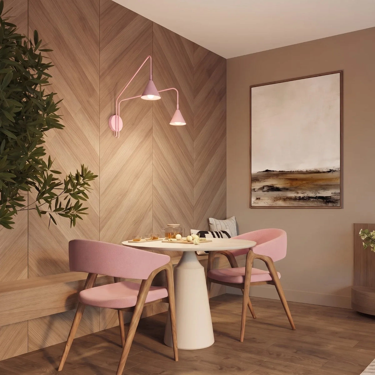 
Design Wandlampe „Nox“ 2-flammig mit Schalter - Rosa