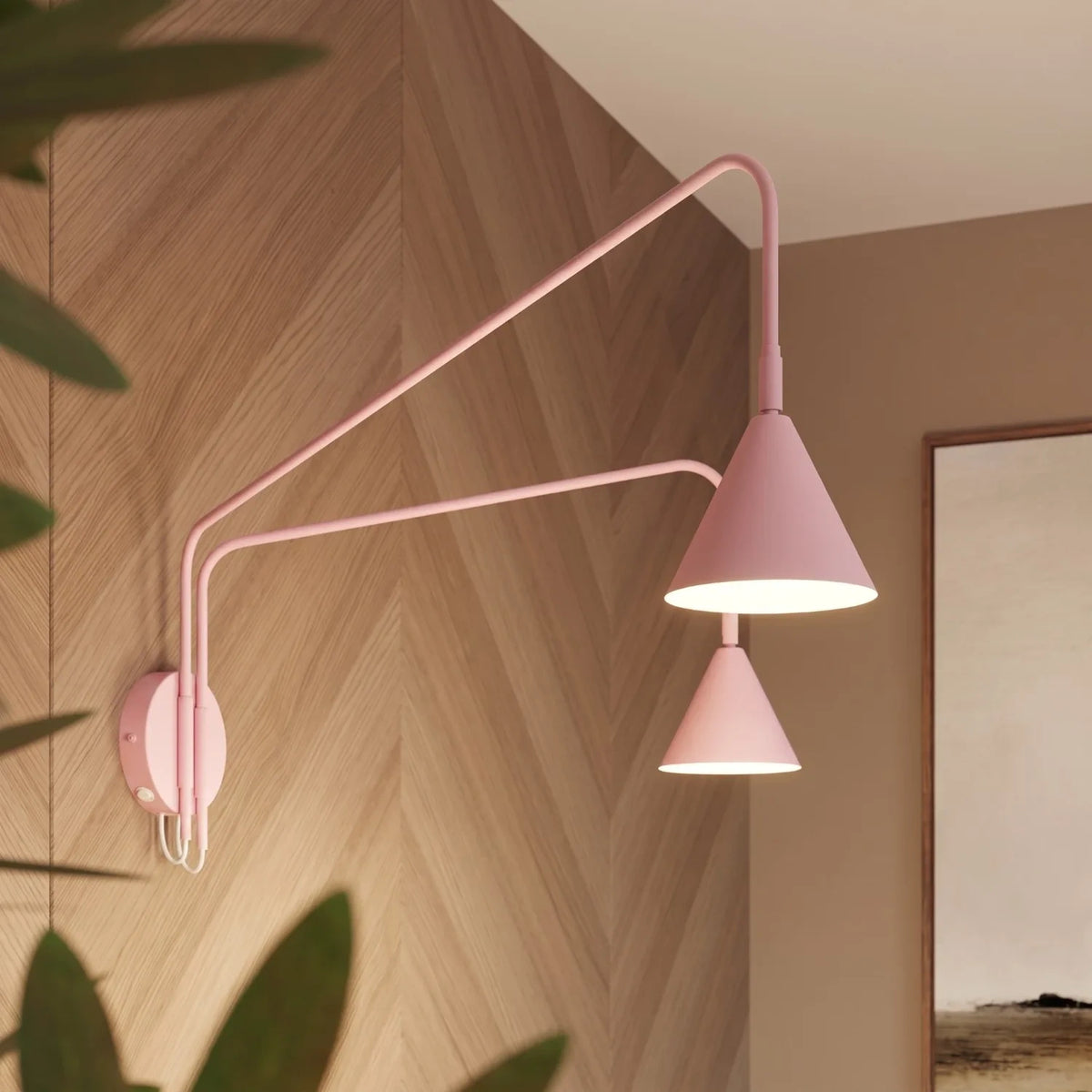 
Design Wandlampe „Nox“ 2-flammig mit Schalter - Rosa