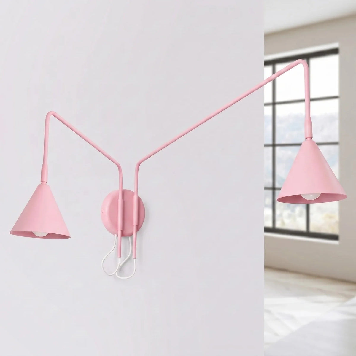 
Design Wandlampe „Nox“ 2-flammig mit Schalter - Rosa