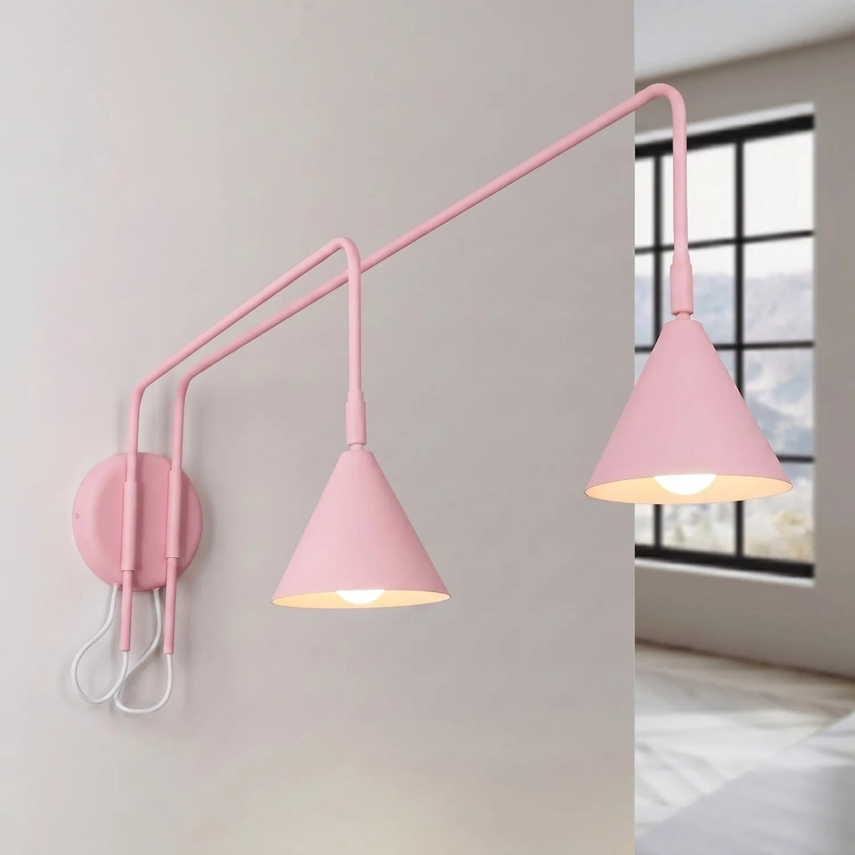
Design Wandlampe „Nox“ 2-flammig mit Schalter - Rosa