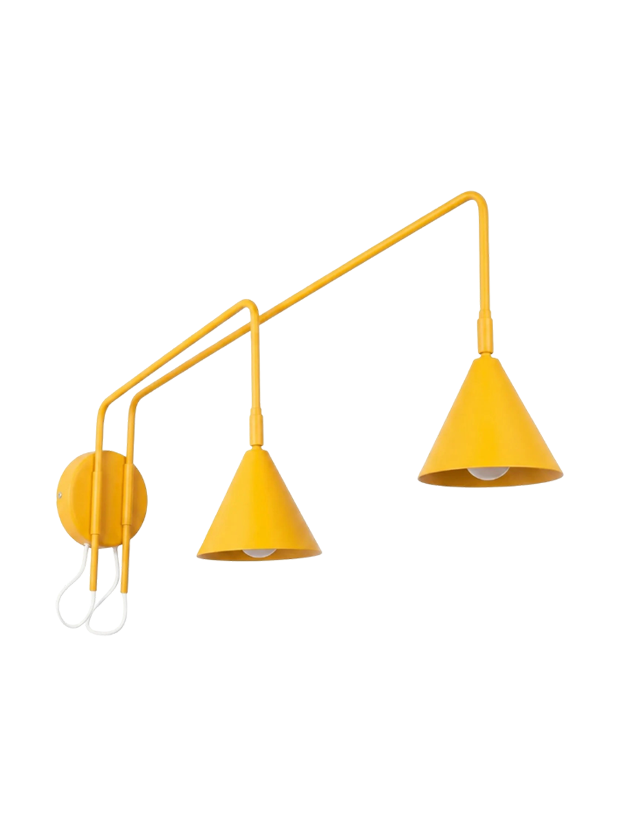 
Design Wandlampe „Nox“ 2-flammig mit Schalter - Gelb