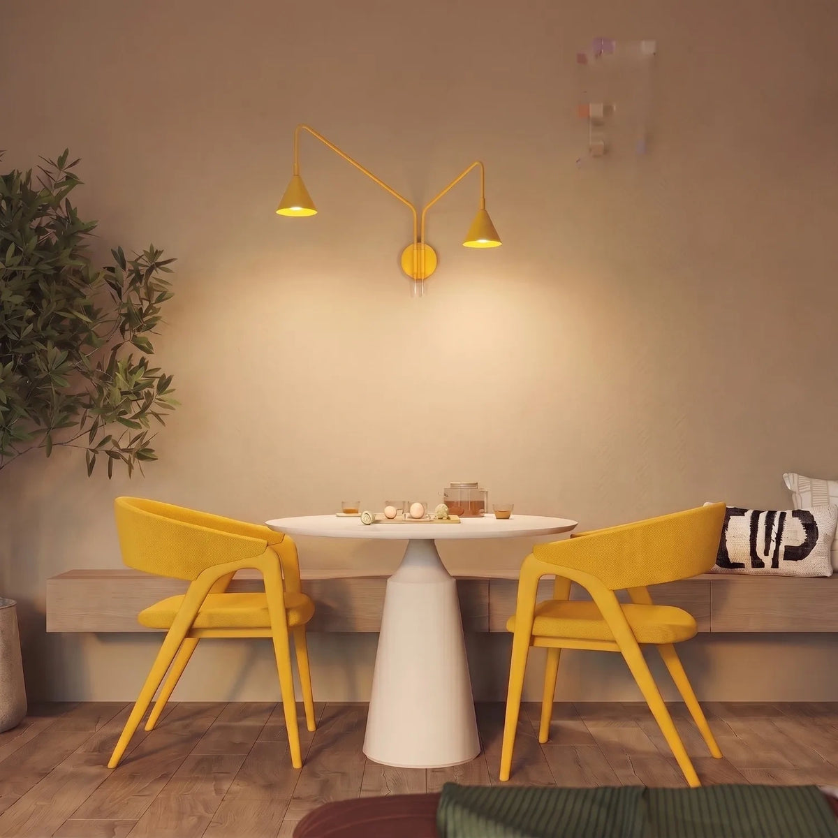 
Design Wandlampe „Nox“ 2-flammig mit Schalter - Gelb