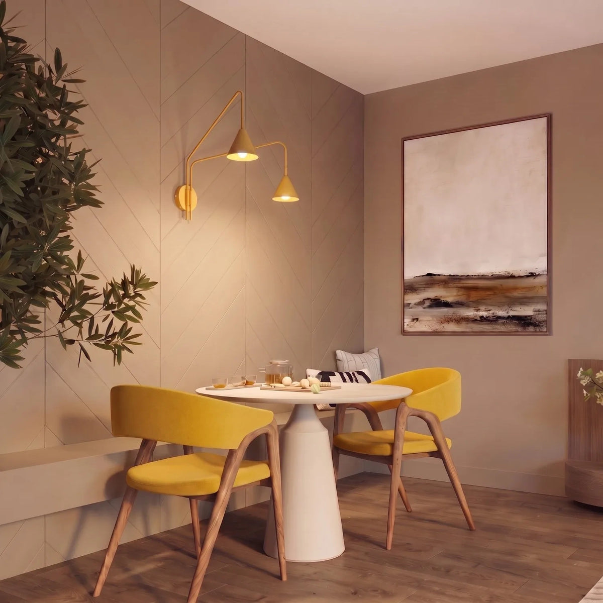 
Design Wandlampe „Nox“ 2-flammig mit Schalter - Gelb