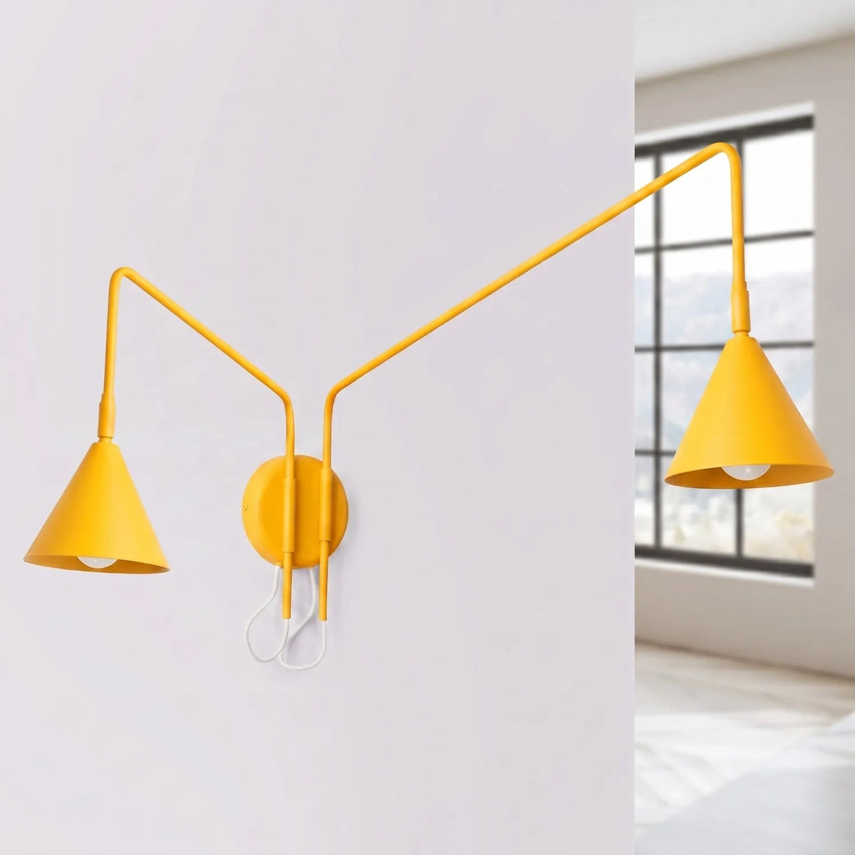 
Design Wandlampe „Nox“ 2-flammig mit Schalter - Gelb