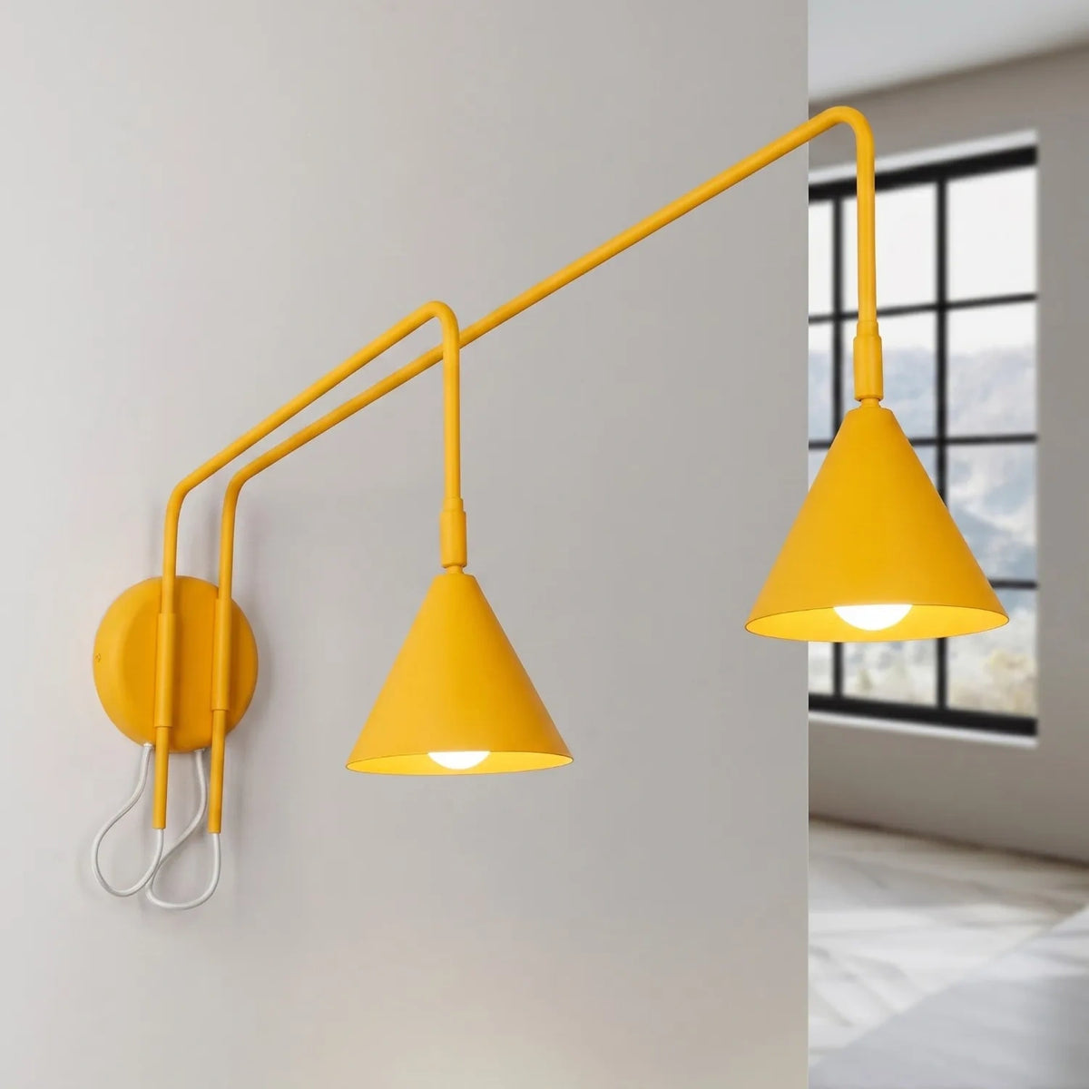 
Design Wandlampe „Nox“ 2-flammig mit Schalter - Gelb