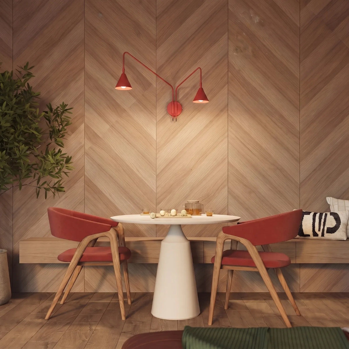 
Design Wandlampe „Nox“ 2-flammig mit Schalter - Rot