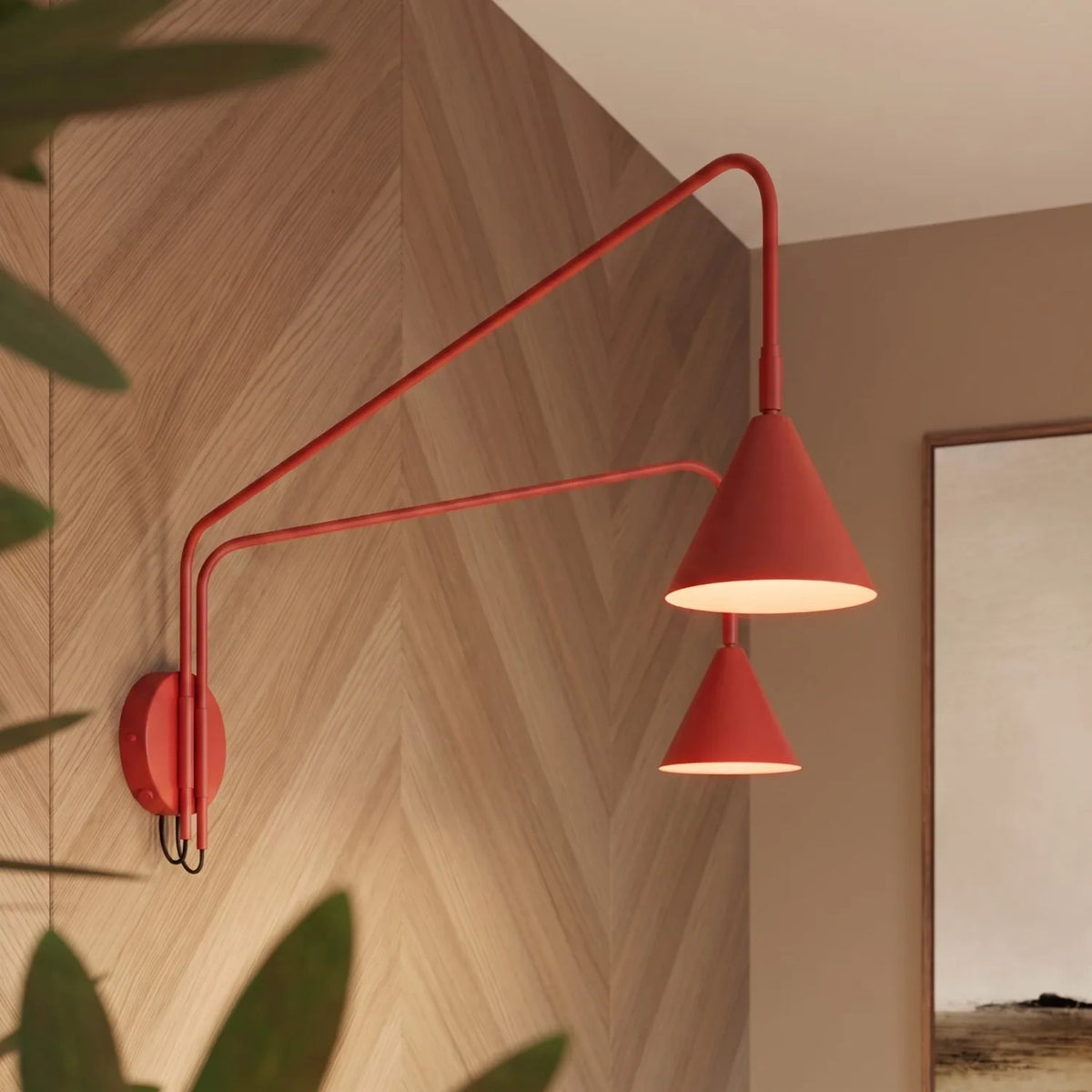 
Design Wandlampe „Nox“ 2-flammig mit Schalter - Rot