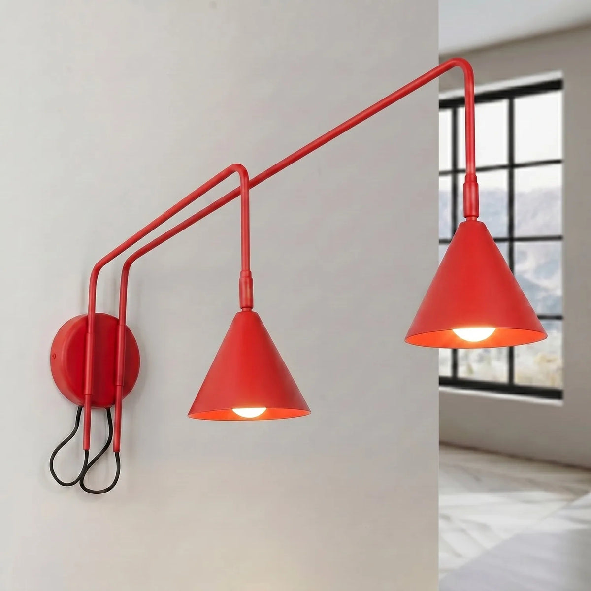 
Design Wandlampe „Nox“ 2-flammig mit Schalter - Rot