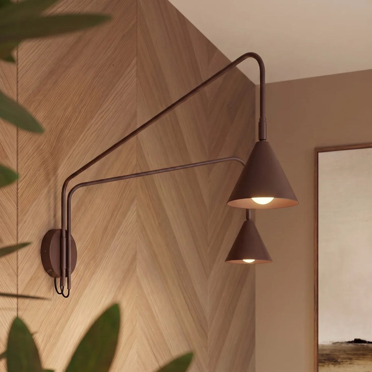 
Design Wandlampe „Nox“ 2-flammig mit Schalter - Braun