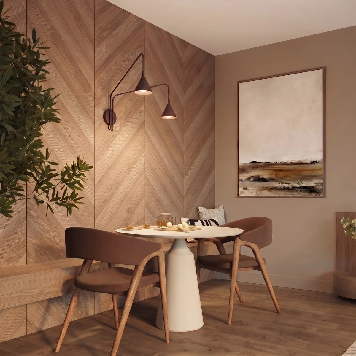 
Design Wandlampe „Nox“ 2-flammig mit Schalter - Braun
