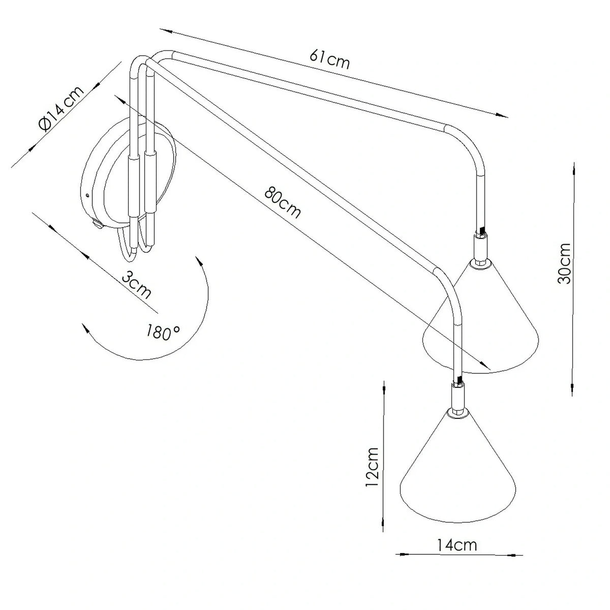 
Design Wandlampe „Nox“ 2-flammig mit Schalter - Braun