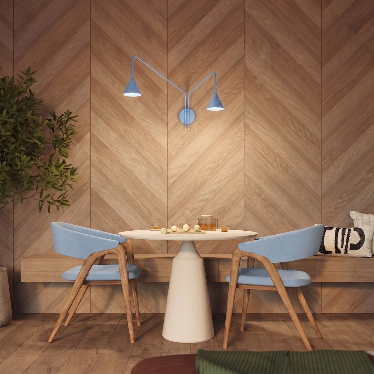 
Design Wandlampe „Nox“ 2-flammig mit Schalter - Hellblau