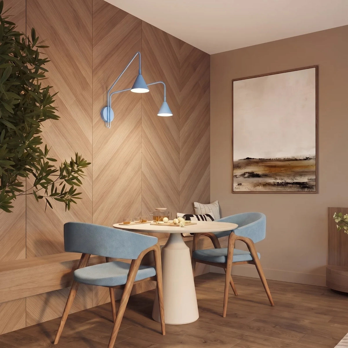 
Design Wandlampe „Nox“ 2-flammig mit Schalter - Hellblau