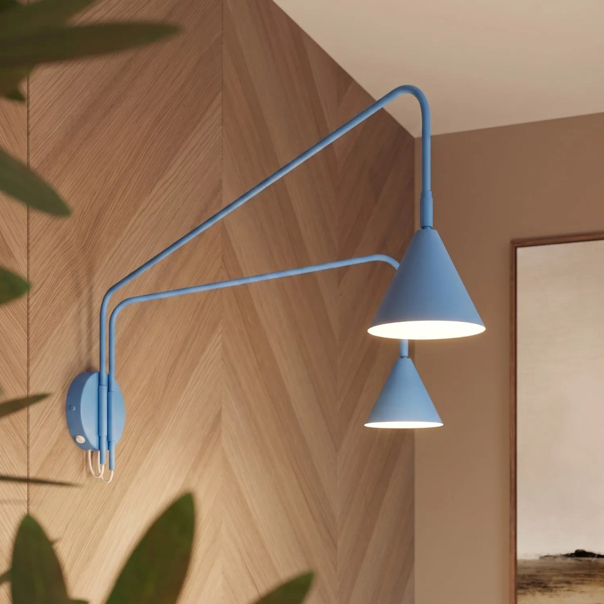 
Design Wandlampe „Nox“ 2-flammig mit Schalter - Hellblau