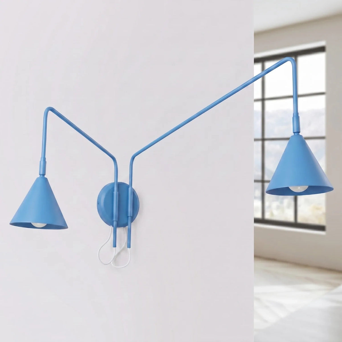 
Design Wandlampe „Nox“ 2-flammig mit Schalter - Hellblau