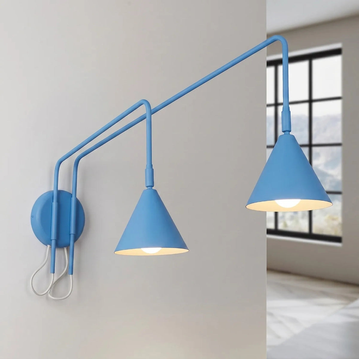 
Design Wandlampe „Nox“ 2-flammig mit Schalter - Hellblau