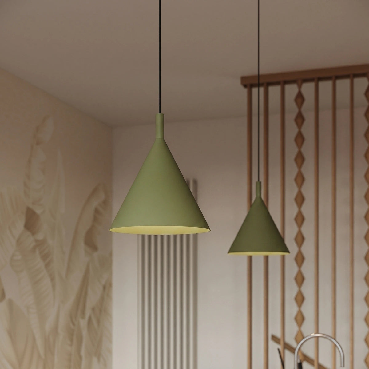 
Lampada a sospensione di design „Nox“ - Verde oliva / Ø 25 cm