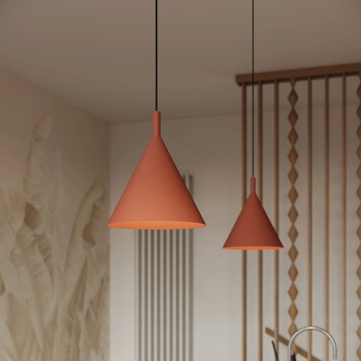 
Lampada a sospensione di design „Nox“ - Rosso ocra / Ø 25 cm