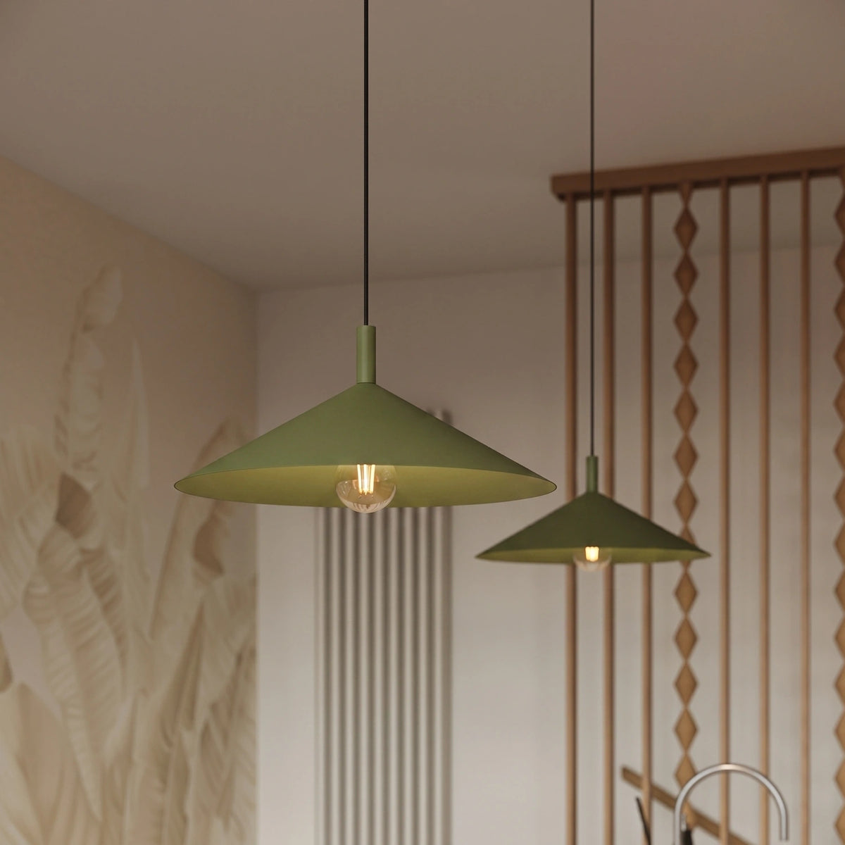 
Lampada a sospensione di design „Nox“ - Verde oliva / Ø 40 cm