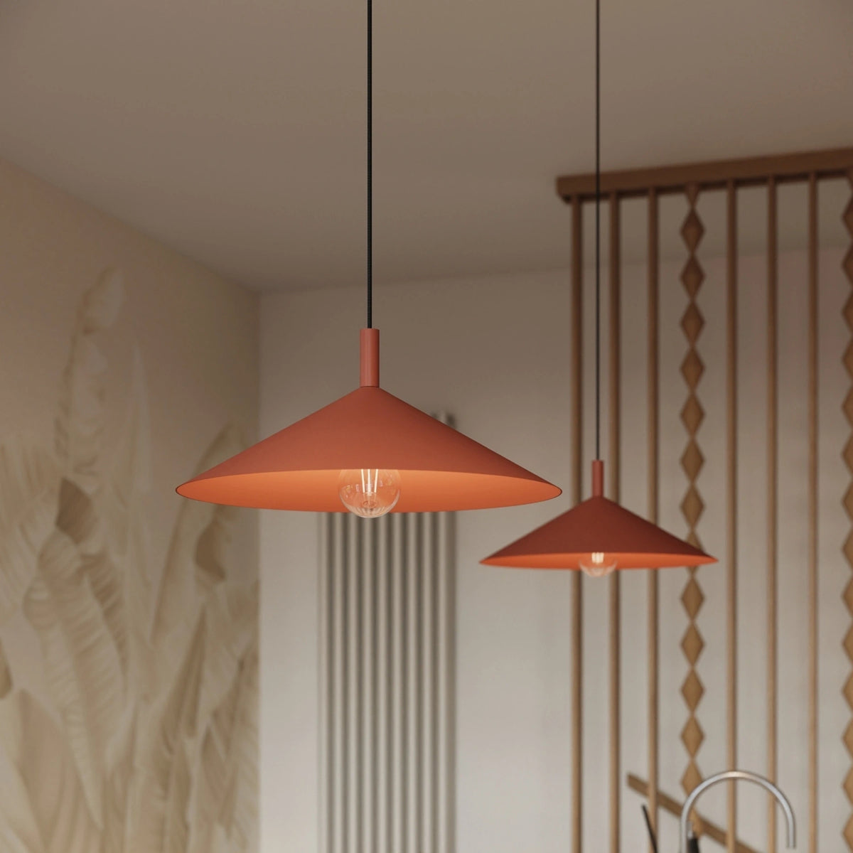 
Lampada a sospensione di design „Nox“ - Rosso ocra / Ø 40 cm