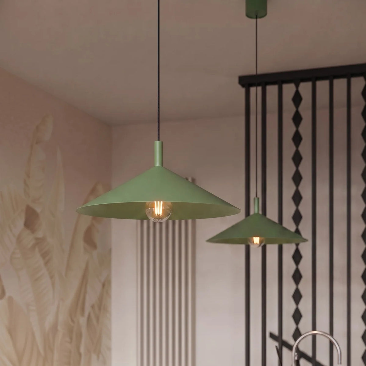 
Lampada a sospensione di design „Nox“ - Verde salvia / Ø 40 cm
